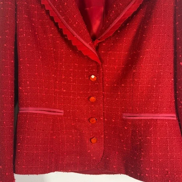 Simon Chang Red Tweed Blazer - Picture 4 of 8